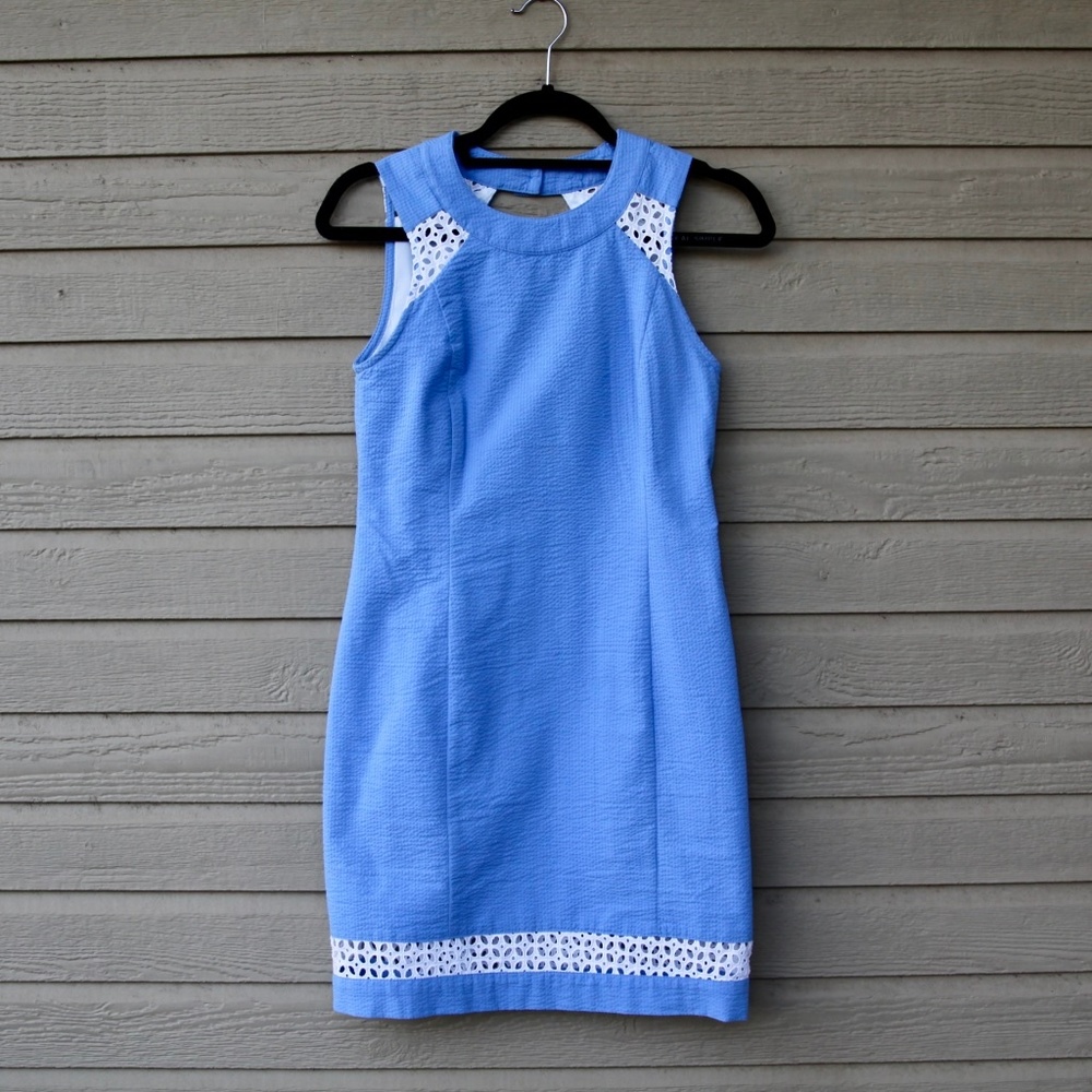 Lauren James Seersucker Lace Dress
